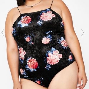 Dolls Kill Floral Velvet Bodysuit